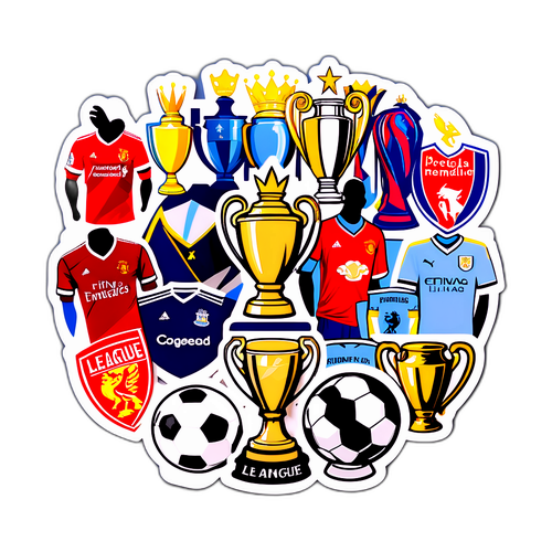 प्रसिद्ध प्रीमियर लीग ट्रॉफियों का एक क्लासिक फुटबॉल स्टिकर