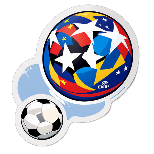 Sticker de la Eurocopa con un balón y los logos de los países participantes