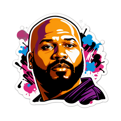 Autocollant artistique représentant Suge Knight avec un fond graffiti et musique hip-hop