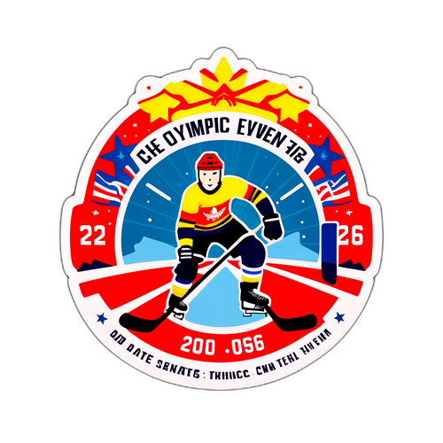Retro-tema klistermärke av olympisk hockey