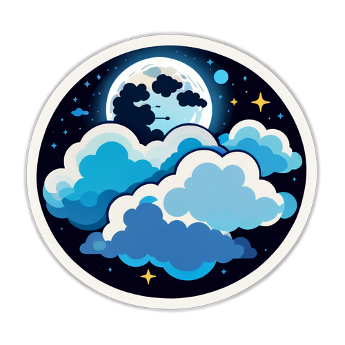 Sticker ของคืนที่สงบกับดวงจันทร์เต็มดวง