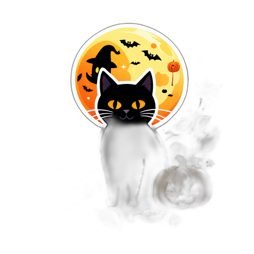 萬聖節主題貼紙：南瓜、鬼魂與黑貓