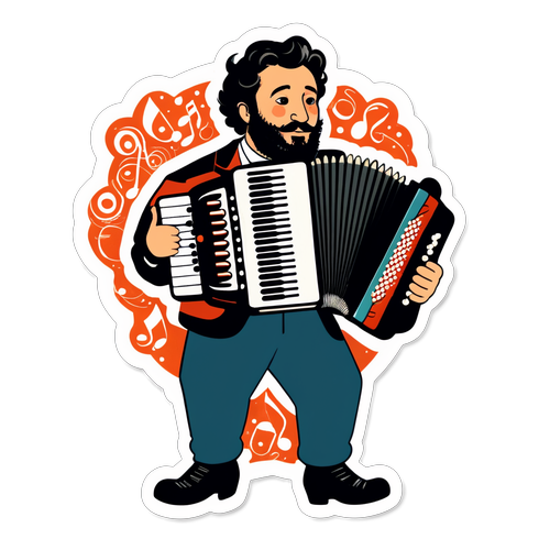 Adesivo di un musicista con fisarmonica