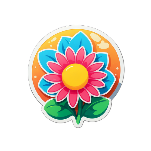 Sticker hoa nở rực rỡ dưới ánh nắng