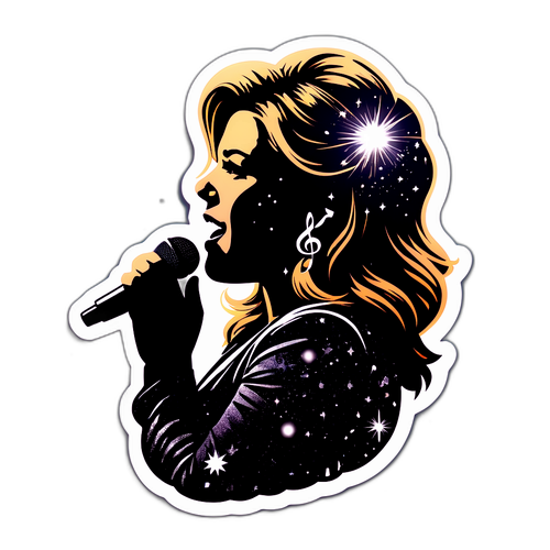 Sticker ng Nota sa Musika na may Silweta ni Kelly Clarkson