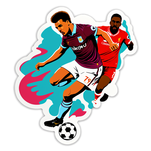 Ilustrare un sticker cu confruntarea dintre Aston Villa și Liverpool