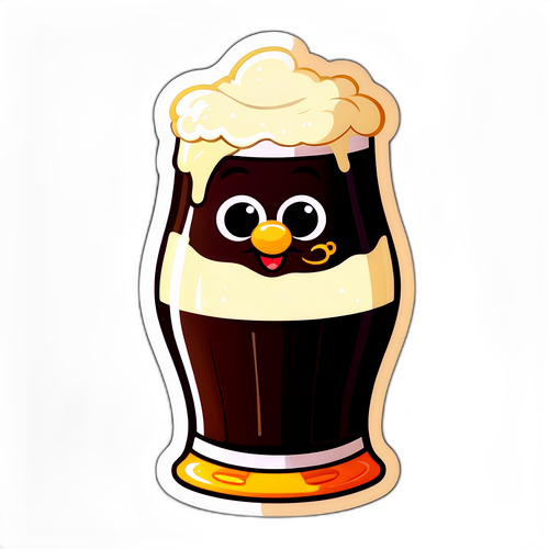 Sticker cu personaj vesel dintr-un pahar de bere