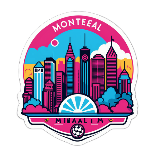 Naklejki z ikoną panoramy Montrealu i logo Inter Miami
