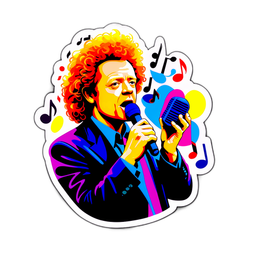 Fargerik og livlig klistremerke med Mick Hucknall