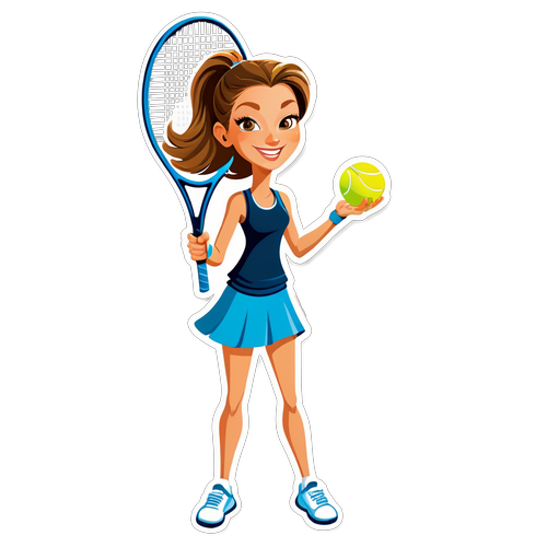 Sticker ya Gisele Pelicot akishika raketi ya tennis