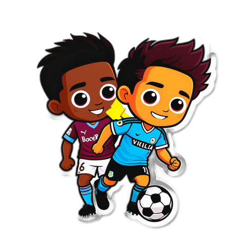 สติกเกอร์การ์ตูนน่ารักที่แสดงถึงการแข่งขันฟุตบอลระหว่างแอสตันวิลล่าและไบรท์ตัน