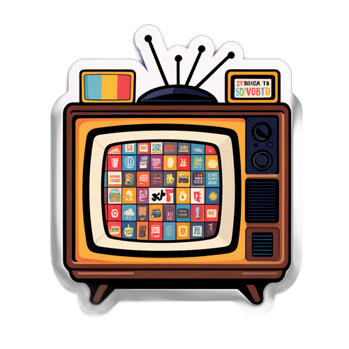 TV Vintage com Ícones de Programação