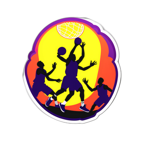 Autocollant artistique des silhouettes de joueurs de basketball