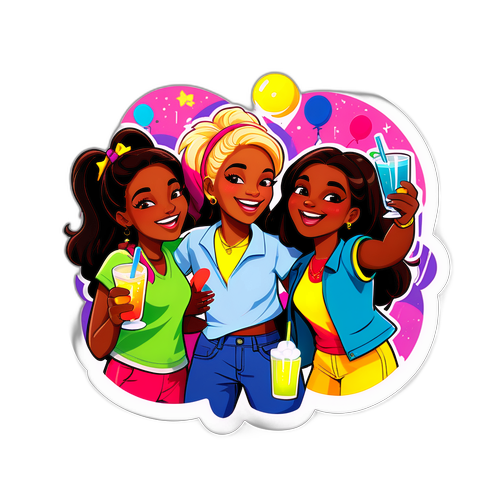 Autocollant de Bri en fête avec ses amis