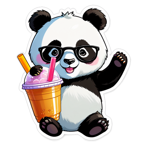 Bubble Tea Bliss: Adorable Panda with Glasses Steals Hearts Worldwide!