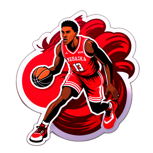 Nebraska Basketball Logo with Dynamic Player