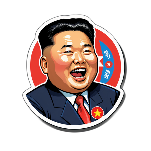 金正恩の経済政策を風刺するコミカルなステッカー