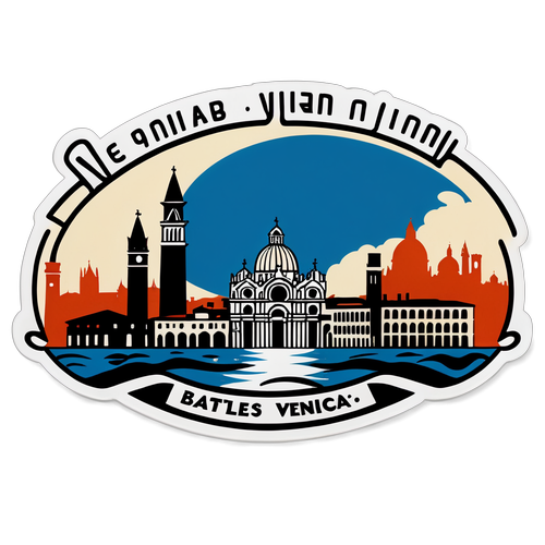 Stiker Elegan Skyline Venezia dan Logo Inter Milan