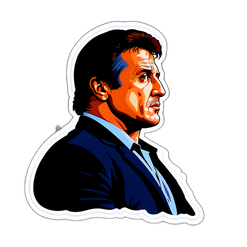 Silhuett av Stallone med bylys