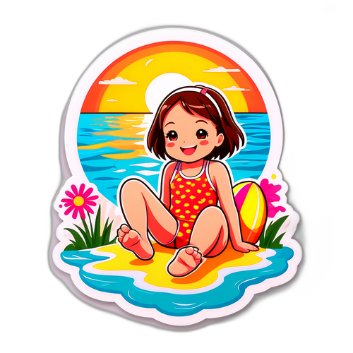 Viki lába a Balaton partján, naplementét nézve