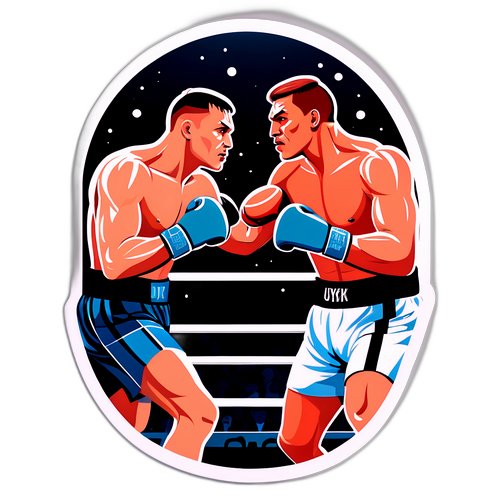 Sticker ilustrat al unui boxer și al unui adversar în ring