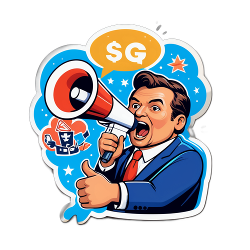 Sticker Whimsico di Capezzone con Megafono