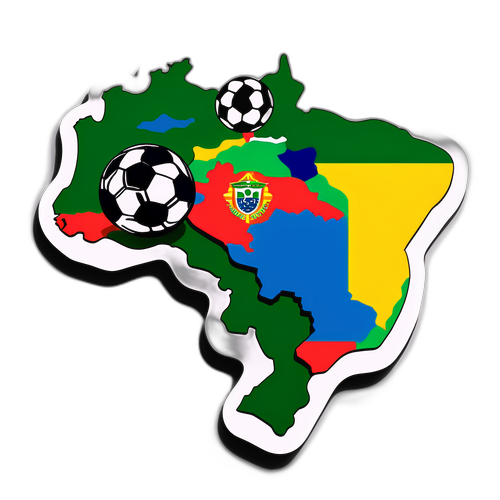 Stiker Peta Brasil dengan Bola Sepak
