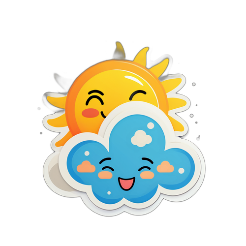 सुखदायक सूरज और मुस्कुराते बादल काSticker