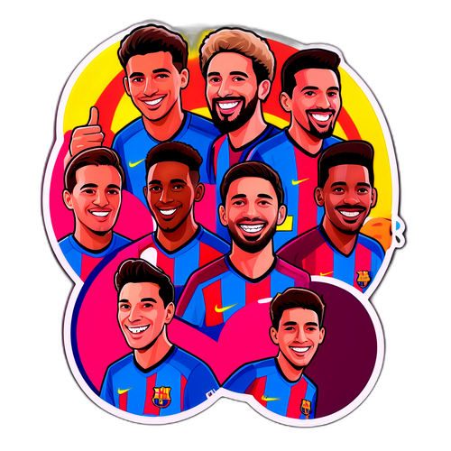 Cheerful Barcelona Match Fans Sticker