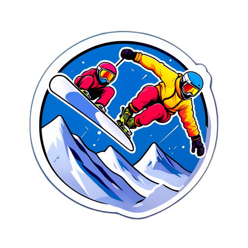 Návrh samolepek s legendárními momenty freestyle lyžování