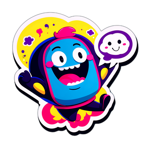 Sticker jucăuș cu personaj amuzant