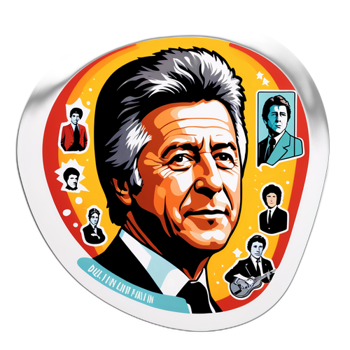 Nálepka s ikony filmových rolí Dustina Hoffmana v retro designu