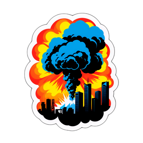 德黑兰城市轮廓与爆炸烟雾