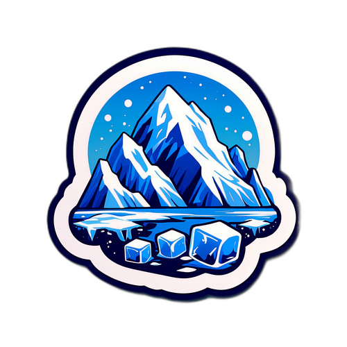 Diseño de una etiqueta con cubos de hielo en glaciares
