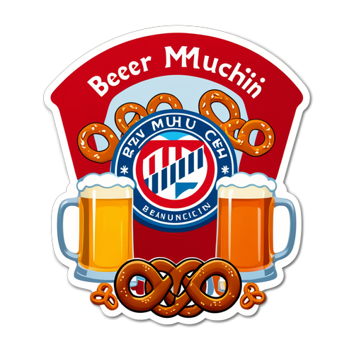 Stiker Bayern Munich dengan Bir dan Pretzel