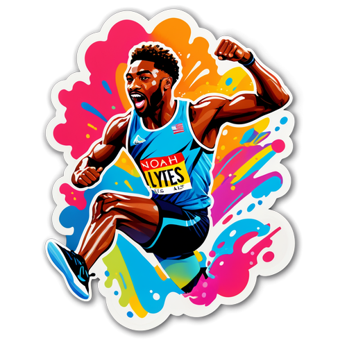 Le Sticker Éblouissant de Noah Lyles: Une Explosion de Couleurs Qui Évoque la Vitesse et la Puissance!