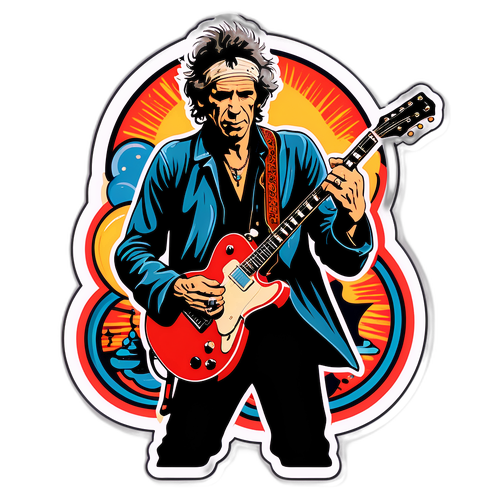 Keith Richards Spiller Guitar med Energetisk Rocktema