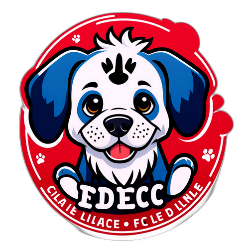 Sticker ya Lille FC yenye Mbwa na Alama za Mkononi