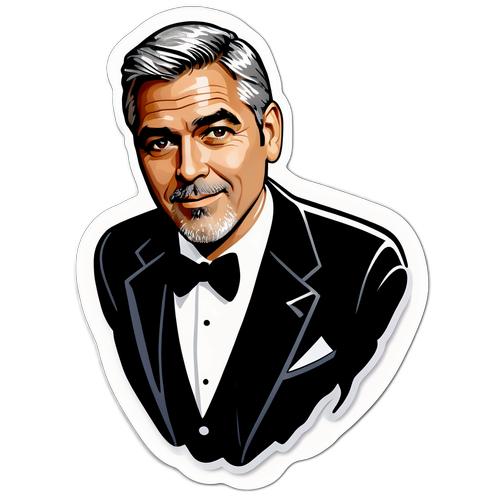 Representação Icônica de George Clooney em um Evento de Gala com o Tema 'Estilo e Elegância'
