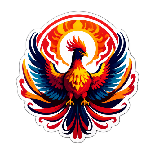 Kraftfuld klistermærke med en fønix