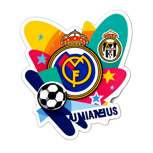 Aufregender Fußball-Sticker mit Real Madrid und Juventus