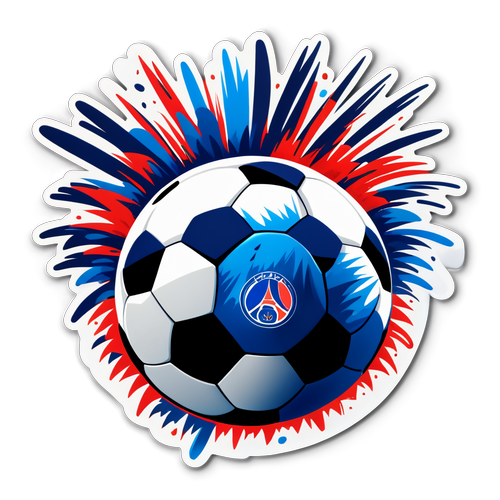 Fodbold med PSG-logo og fyrværkeri
