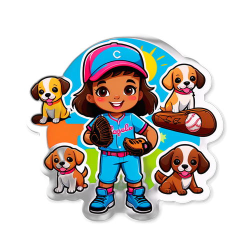 Cute Cartoon Sticker of Ceddanne Rafaela with Puppies
