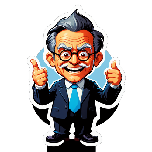 金利の変動を擬人化したユーモラスなステッカー