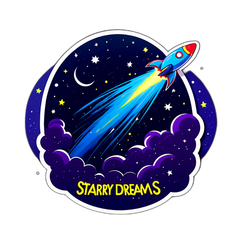 Комета 3i Атлас, мчащаяся по ночному небу с надписью 'Звездные Мечты'