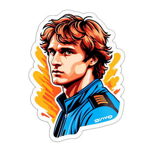 영웅적인 알렉산더 즈베레프 이미지와 섬세한 배경 스티커 디자인