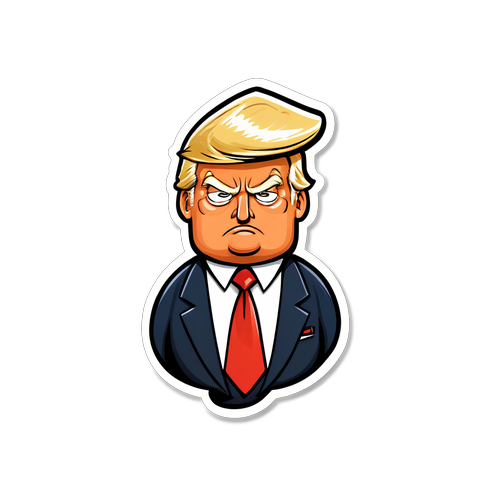Sticker cu Donald Trump în stil comic