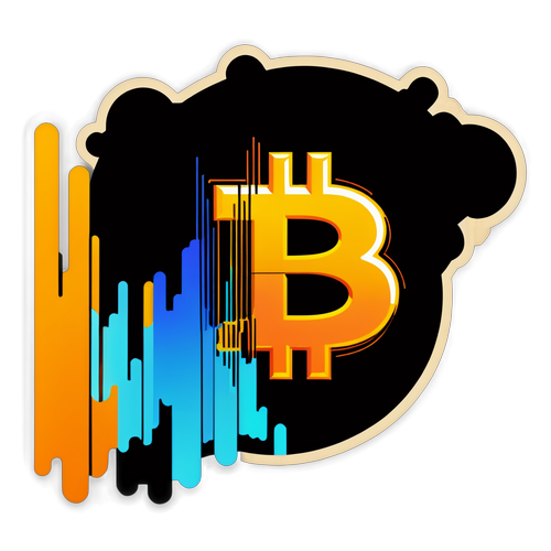 Masiglang Sticker ng Bitcoin na may Digital Glitch Effect