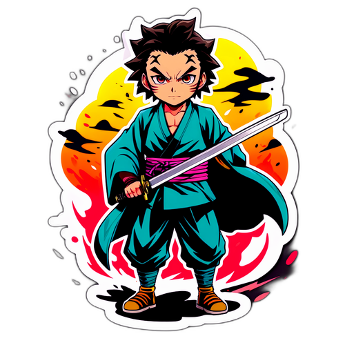 Sticker du personnage principal de Demon Slayer