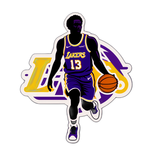 レイカーズのアイコニックな選手のシルエットステッカー